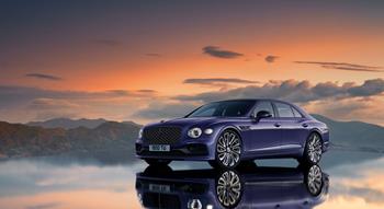Colour , Purple Image type , Static Angle , Side/Profile Angle , Front 3/4 Craftsmanship Performance Mulliner Corporate , Innovation Corporate , Bentley Factory Corporate , Beyond100 Archive Models , Flying Spur , Flying Spur Archive Models , Flying Spur Current Models , New Flying Spur , Flying Spur 